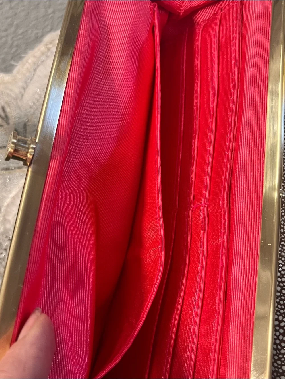 HOBO Metallic Shagreen Stingray Style Frame Wallet Clutch
